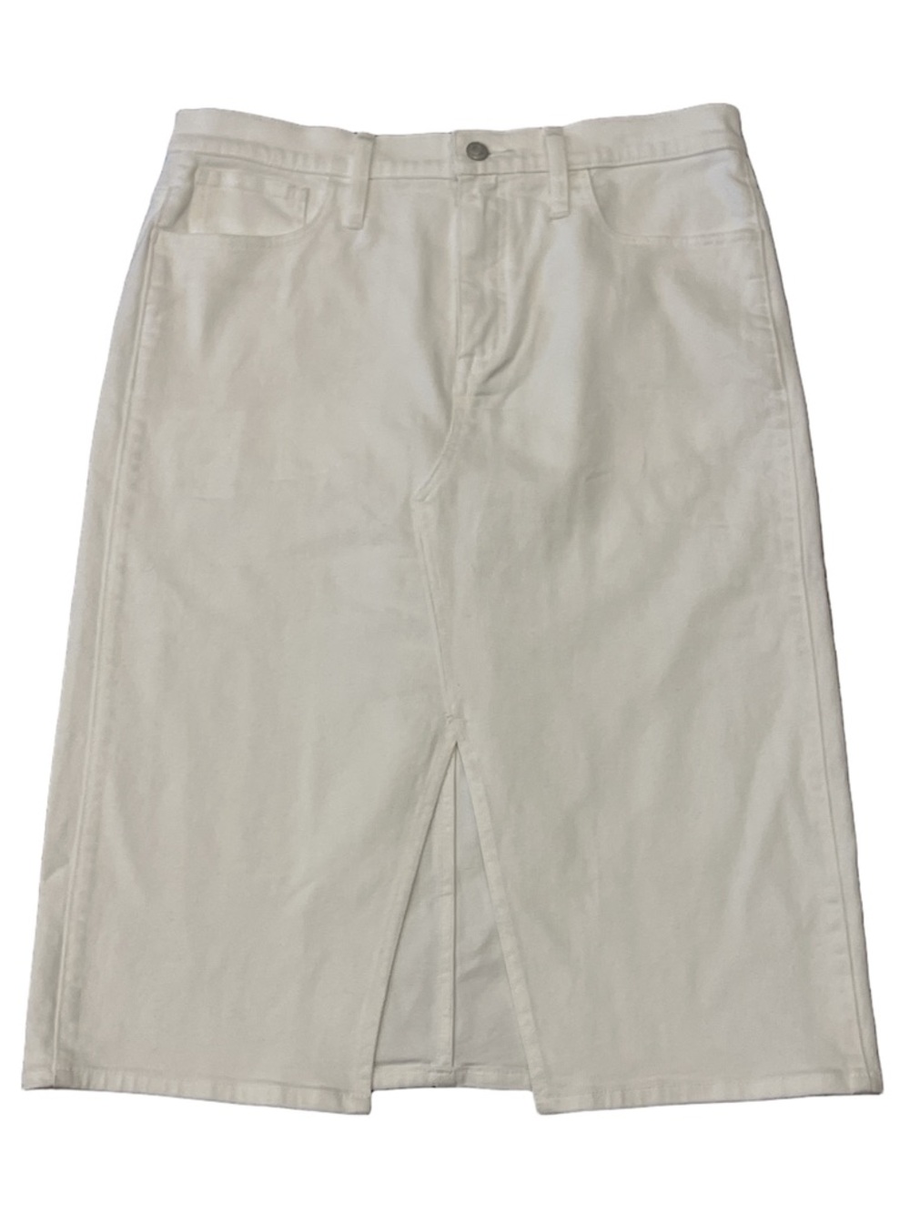 J Crew White Midi Jean Pencil Skirt with Front Slit- NWT - Picture 3 of 7
